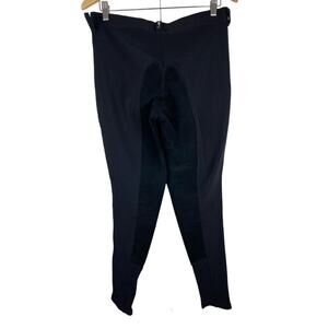 Kerrits Women's 4 Black Ribbed Nylon Leather Horse Riding Equestrian Pants